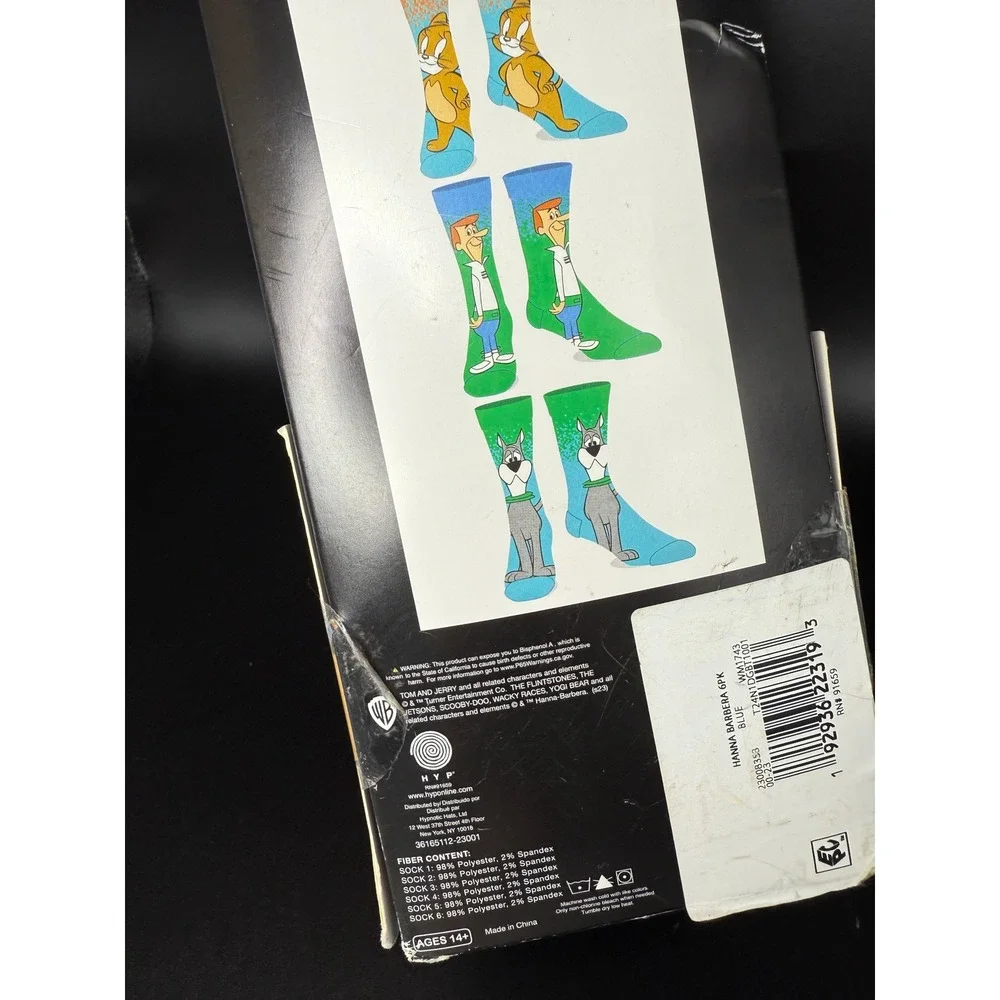 Hanna Barbera Casual Crew Socks 6 Pair‎ Pack Men's Fits Shoe Size 8-12